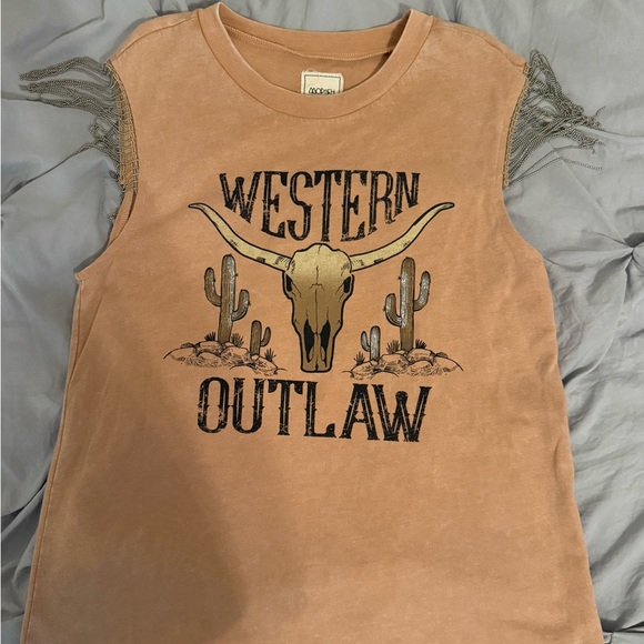 Buckle Tops - Buckle Western Outlaw Tank Top - Tan